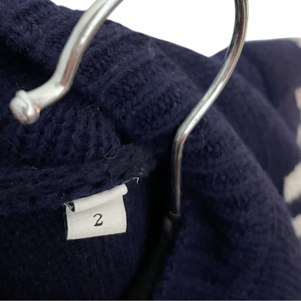 Sandro Paris Navy Blue White Wool Blend True Love Luciano Sweater - 2 Medium - Picture 7 of 13